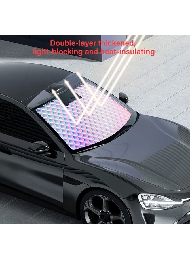 Large Black Car Windshield Sunshade Foldable UV Protection Heat Reduction Reflective - Image 4